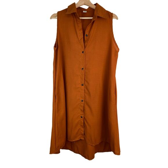 Pitzy Shop Women's One Size Autumn Brown Sleeveless Shift Dress Made in Thailand - Picture 1 of 3